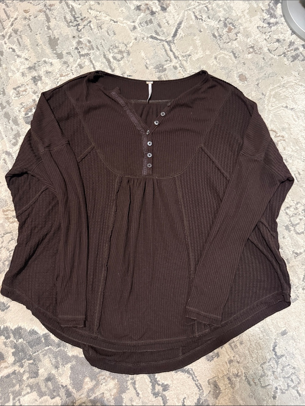 Free People Brown Long-Sleeve Top